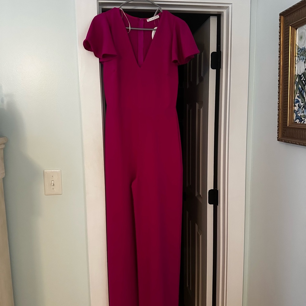Karlie Pink Jumpsuit Fitted Silhouette Wide-Leg